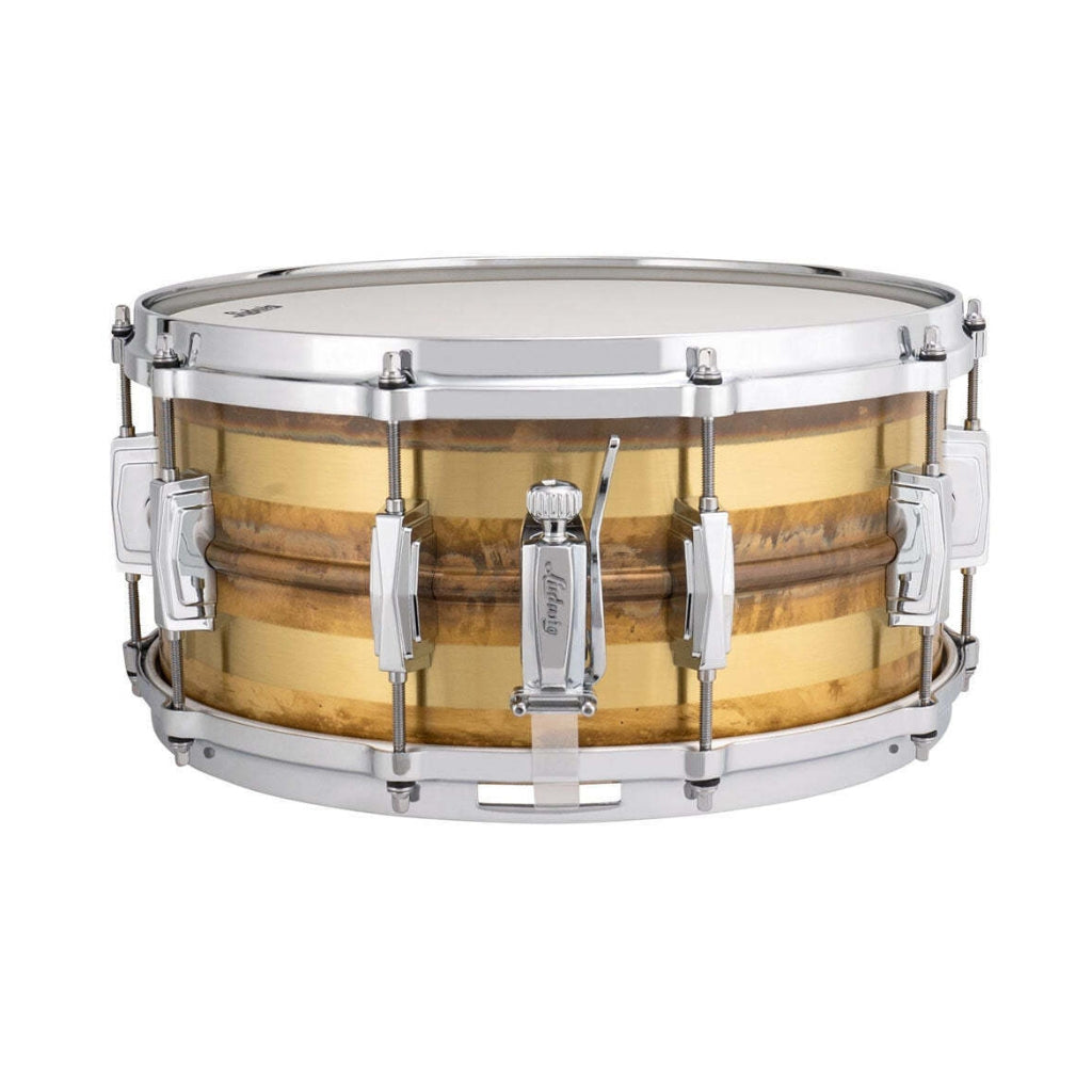 Ludwig - LB464RS Supraphonic Raw Brass Striped - 14X6.5 Snare Drum
