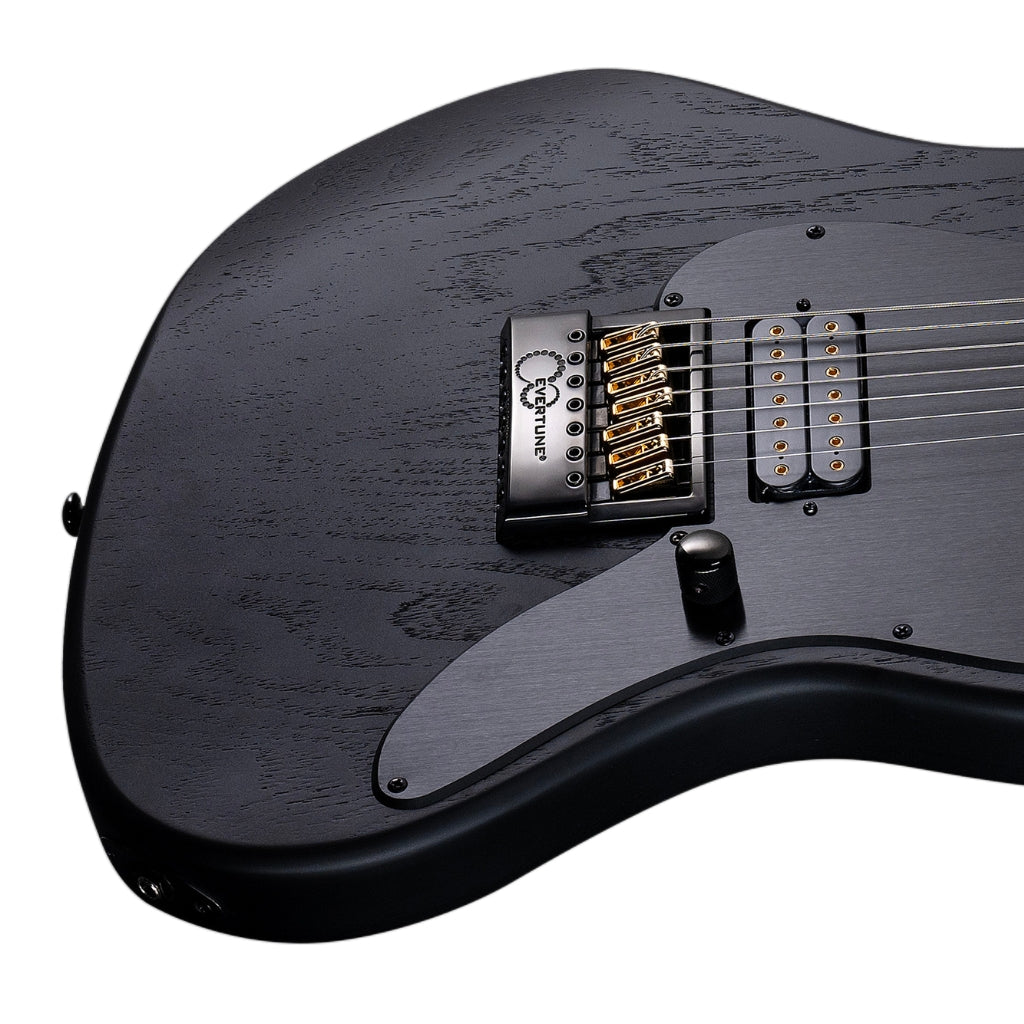 ESP LTD - Alex Wade AW-XJ7B Baritone Evertune Open Grain Electric Guitar - Black Satin