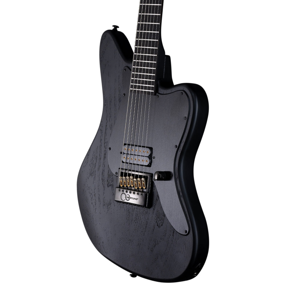 ESP LTD - Alex Wade AW-XJ7B Baritone Evertune Open Grain Electric Guitar - Black Satin