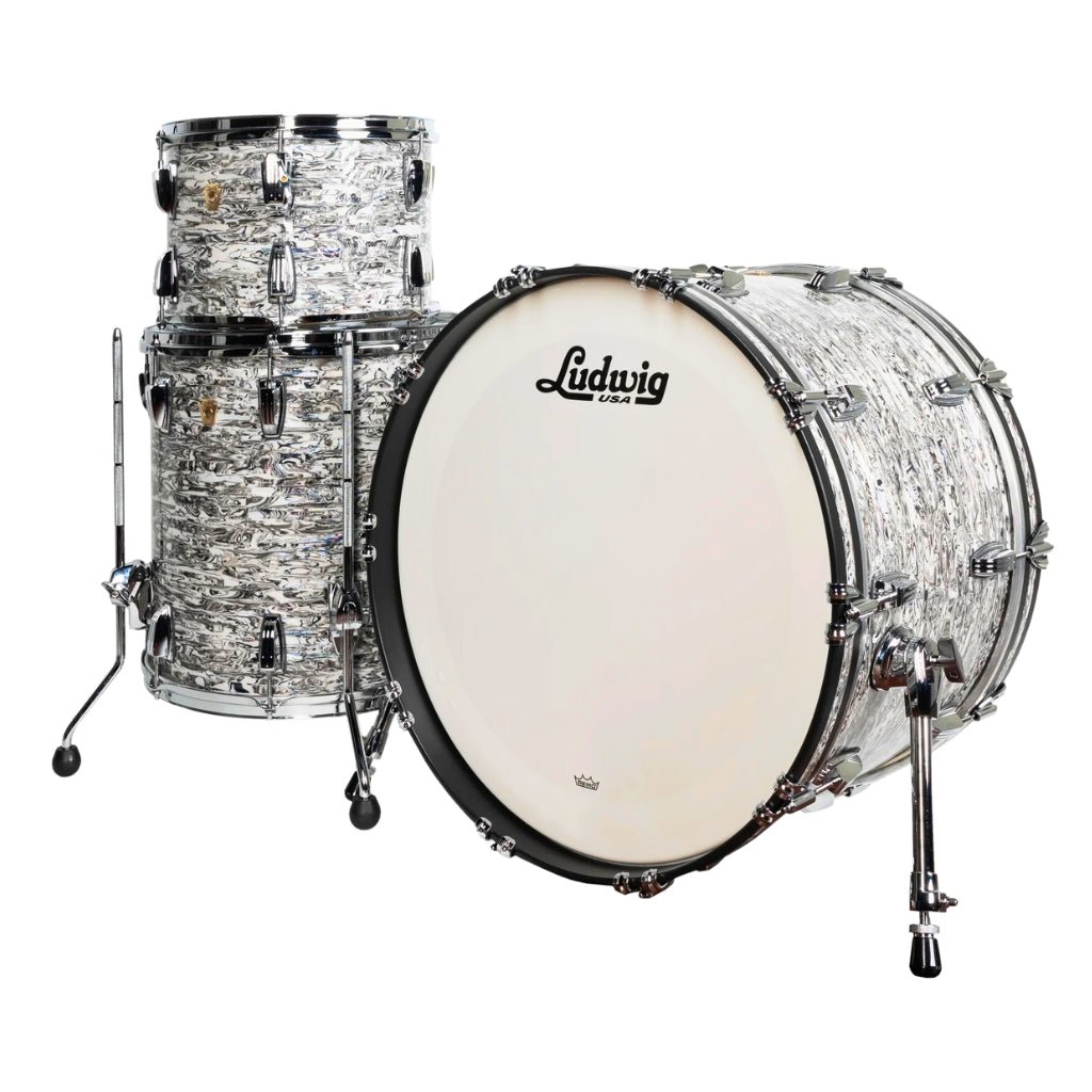Ludwig Classic Maple 22" FAB White Abalone 3 Piece Shell Pack Acoustic Drums Sky Music