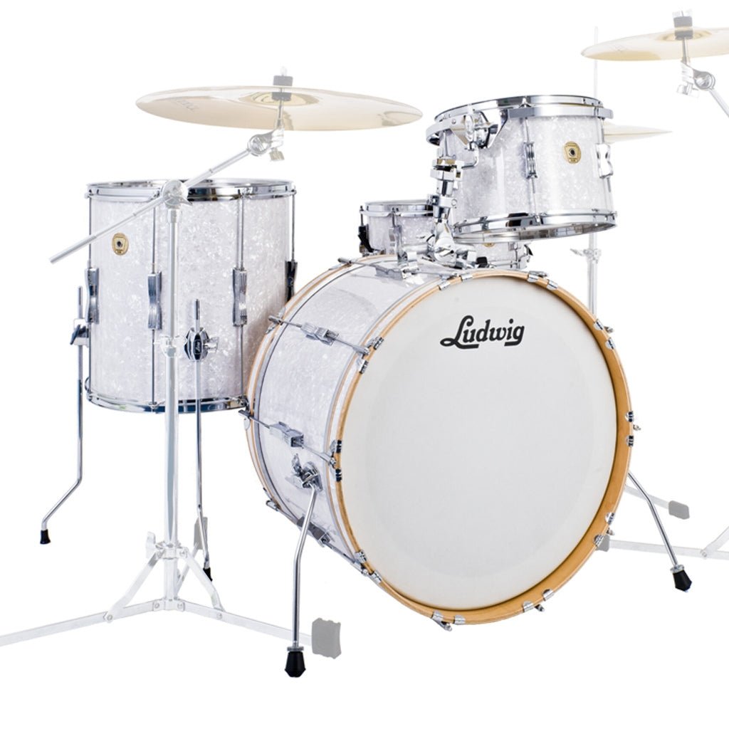 Ludwig Continental Club Fab Plus Shell Pack - White Marine Pearl Acoustic Drums Sky Music