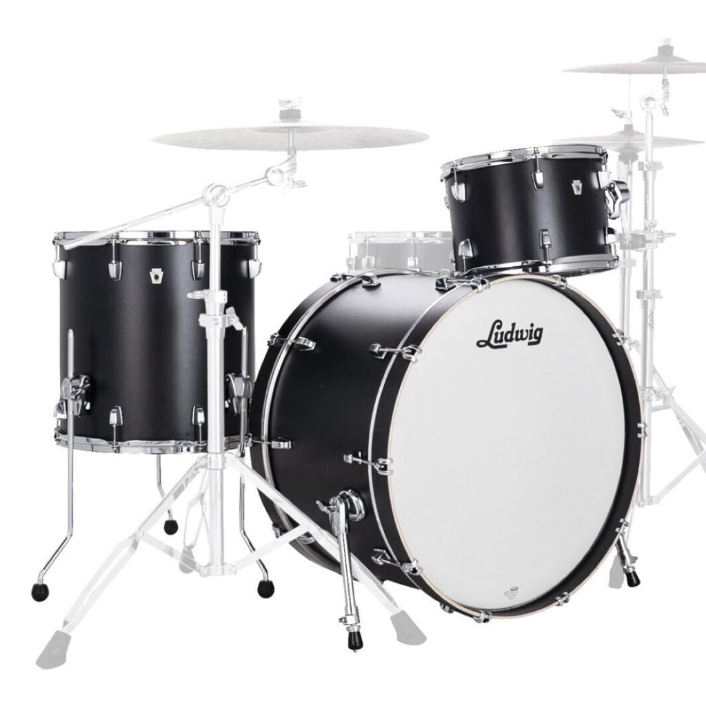 Ludwig Neusonic 20" 3 Piece Downbeat Shell Pack in Black Velvet Acoustic Drums Sky Music
