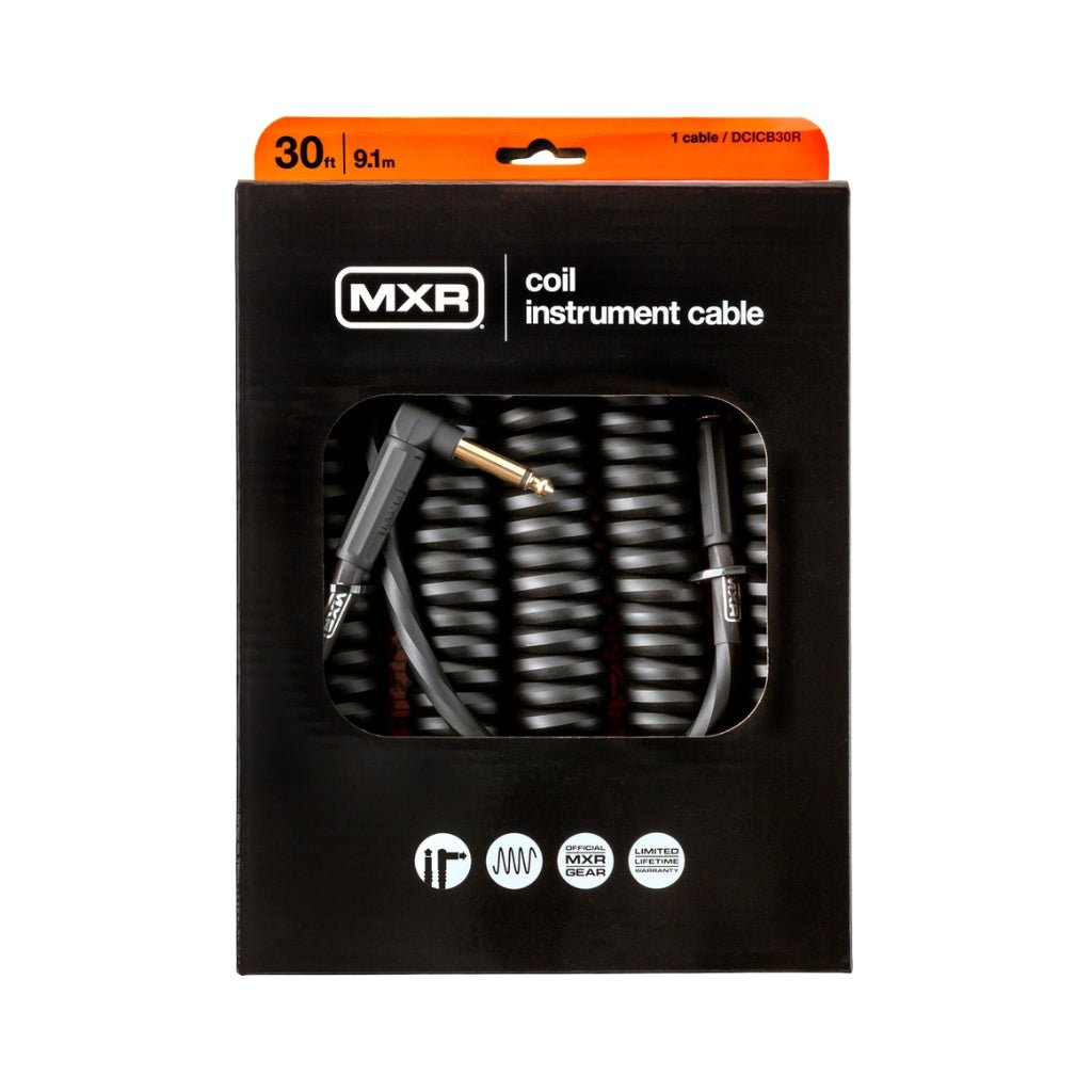 MXR 30ft Black Coil Instrument Cable - Right/Straight Instrument Cables Sky Music