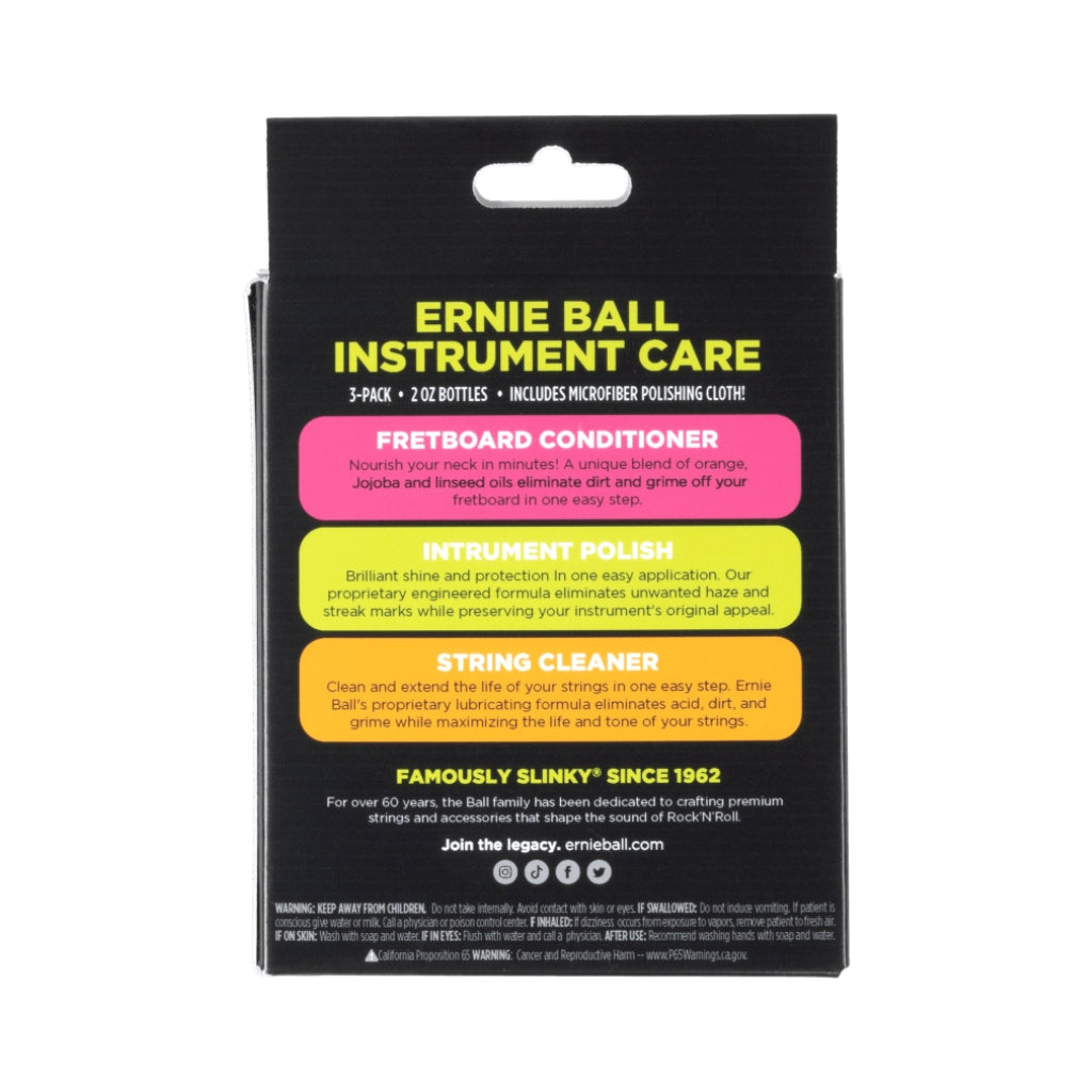 Ernie Ball - Instrument Care - 3-pack with Microfiber Polish Cloth