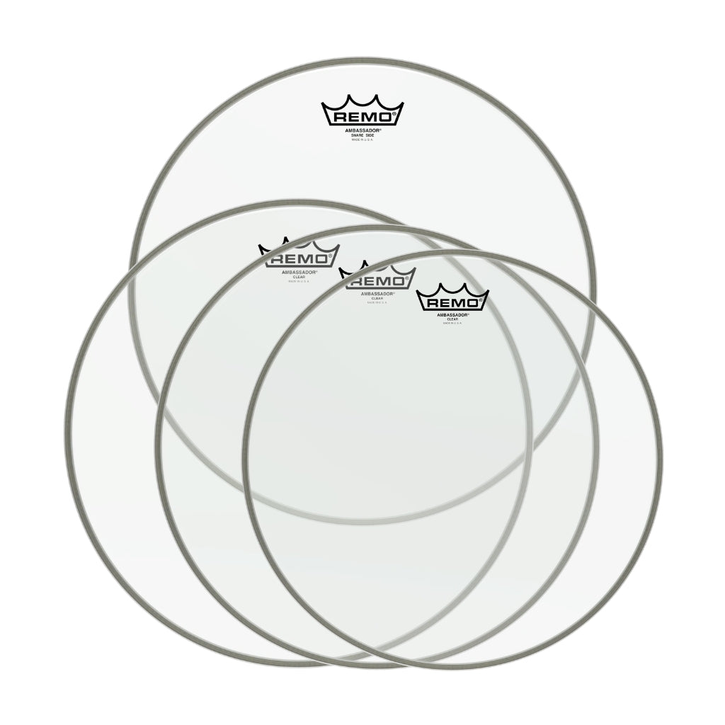 Remo - Pro Pack Ambassador Clear - 10" 12" 14" FREE 14'' SA Hazy Snare Side