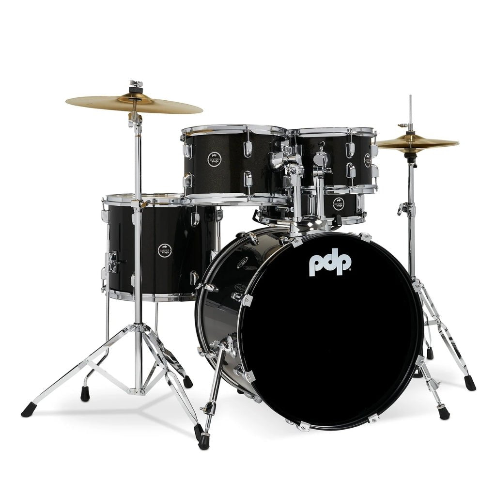 PDP Centerstage Series 20" 5 Piece Drum Kit Iridescent Black Sparkle with Hardware Cymbals and Thone Acoustic Drums Sky Music