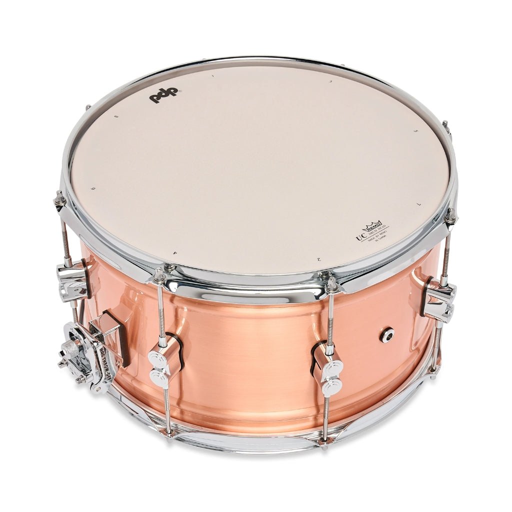 PDP Concept Brass 8x14-inch 1.2mm Snare Drum - Natural Satin Brushed Copper Snare Drums Sky Music
