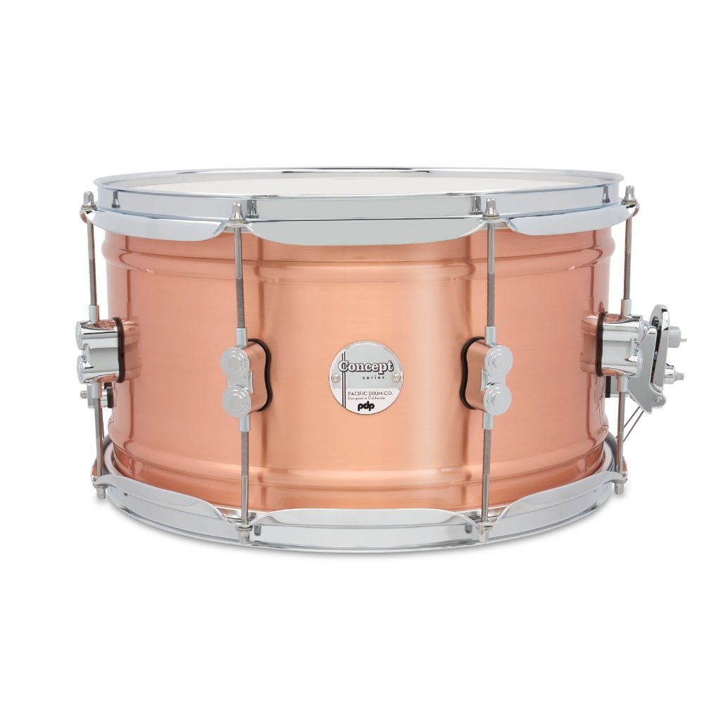 PDP Concept Brass 8x14-inch 1.2mm Snare Drum - Natural Satin Brushed Copper Snare Drums Sky Music