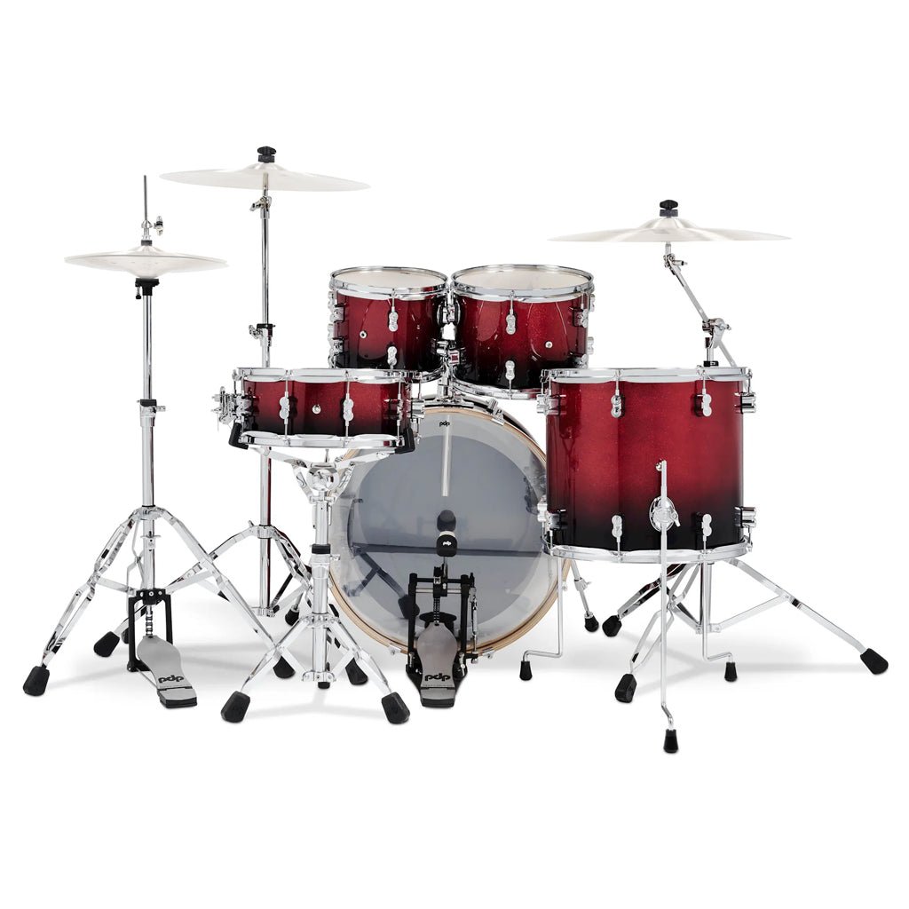 PDP Concept Maple 5-piece Shell Pack - Red To Black Sparkle Fade Acoustic Drums Sky Music