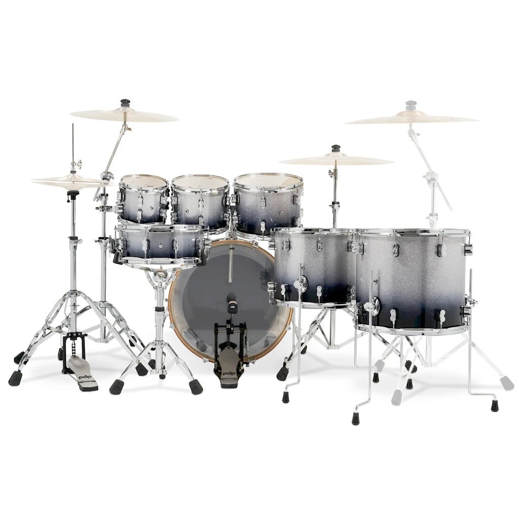 PDP Concept Maple 7-piece Shell Pack - Silver To Black Sparkle Fade Acoustic Drums Sky Music