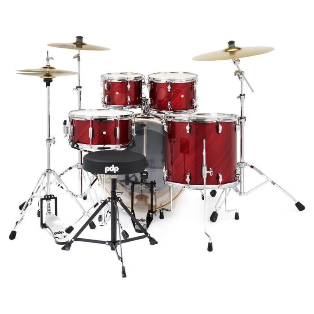 PDP Mainstage 5-Piece Complete Drum Set with Hardware and Cymbals - Twisted Cherry Acoustic Drums Sky Music