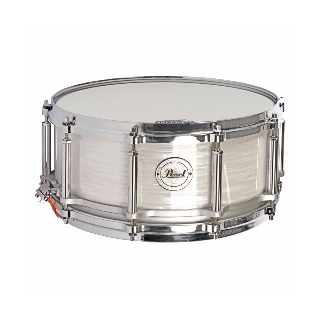 Pearl 14"x6.5" 75th Anniversary President Series Free Floater Phenolic Snare Drum - Pearl White Oyster Snare Drums Sky Music