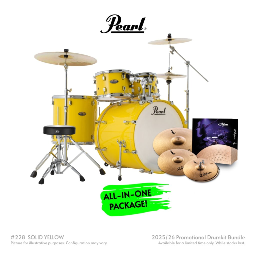 Pearl Decade Maple 5pc 22" Fusion Increda-Bundle Drum Kit - Solid Yellow Acoustic Drums Sky Music