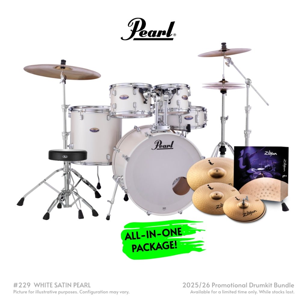 Pearl Decade Maple 5pc 22" Fusion Increda-Bundle Drum Kit - White Satin Pearl Acoustic Drums Sky Music