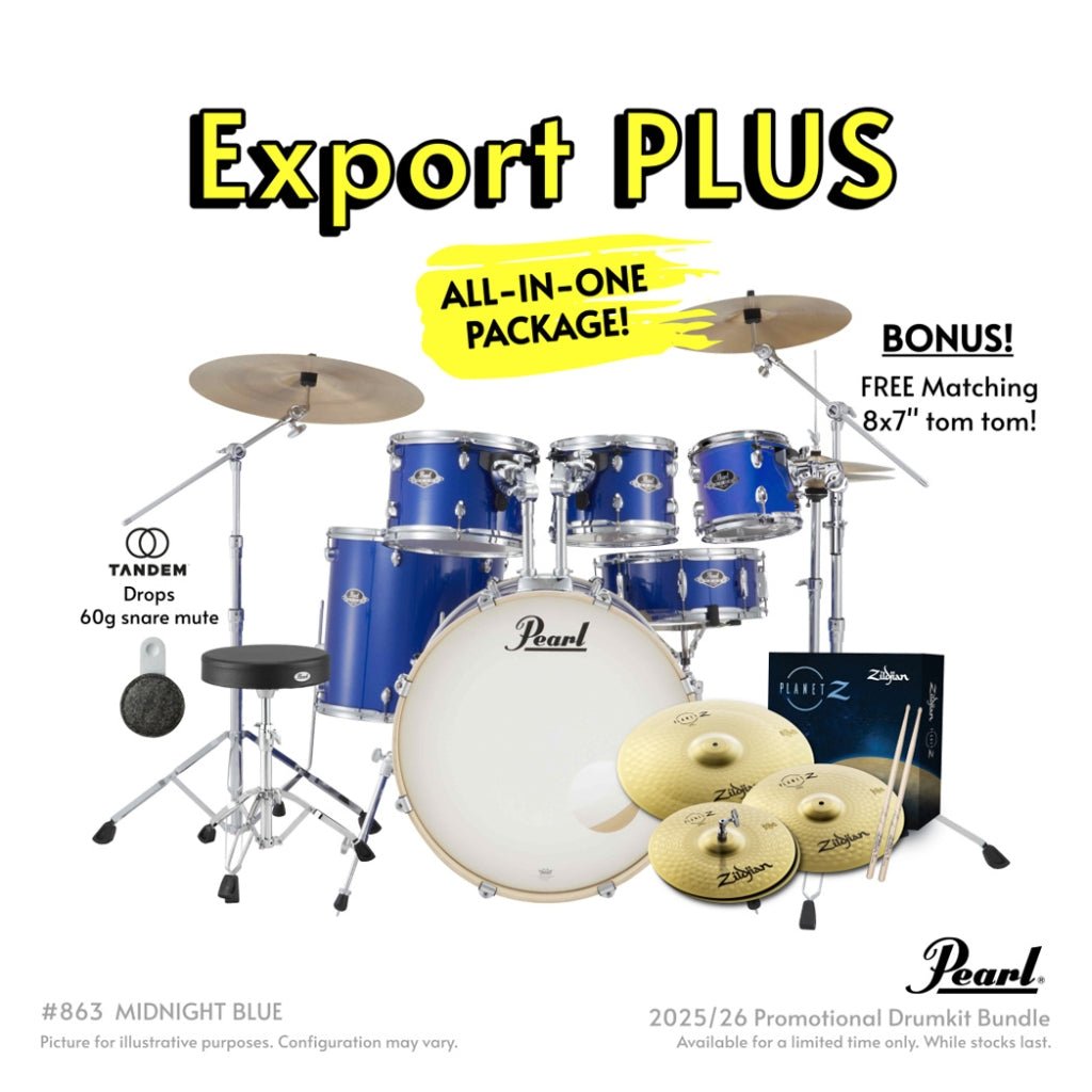 Pearl Export Plus 5pc 22" Fusion Plus Drum Kit with Zildjian Cymbals - Midnight Blue Acoustic Drums Sky Music