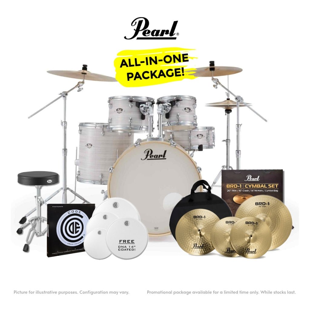 Pearl Export-PLUS Promo Drum Kit Package 22/10/12/16 - Slipstream White Acoustic Drums Sky Music