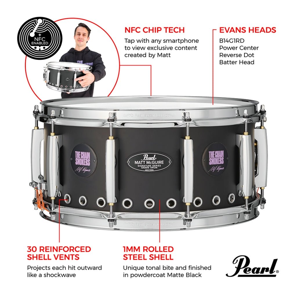 Pearl Matt Mcguire Tour Edition Snare 14X6.5 Snare Drums Sky Music