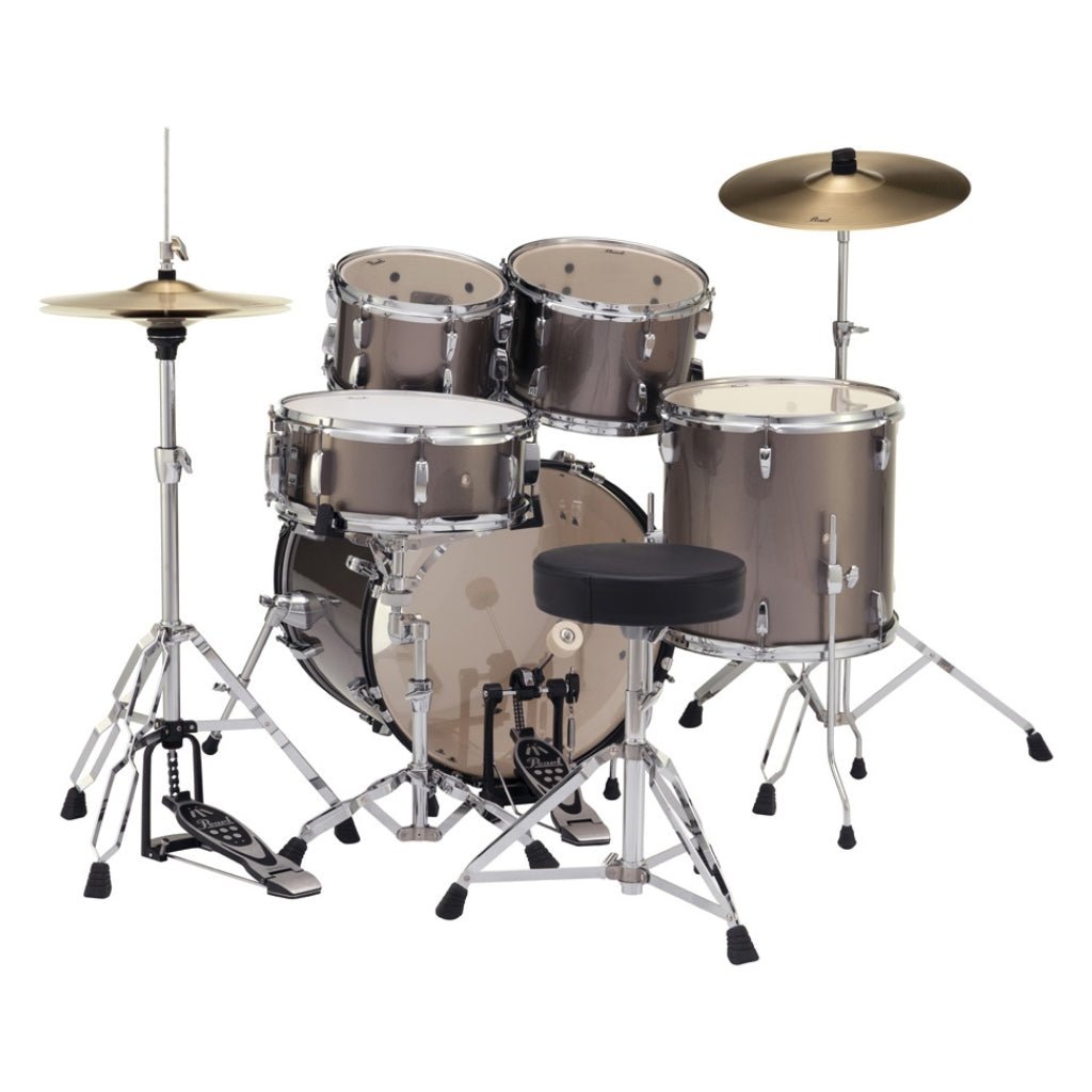 Pearl Roadshow 20" 5pc Fusion Drum Kit with Hardware and Cymbals - Bronze Metallic Acoustic Drums Sky Music