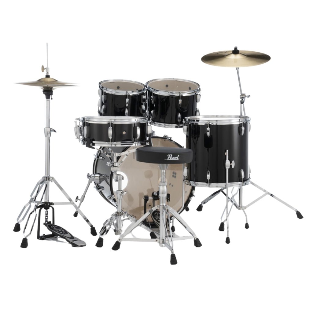 Pearl Roadshow 20" 5pc Fusion Drum Kit with Hardware and Cymbals - Jet Black Acoustic Drums Sky Music