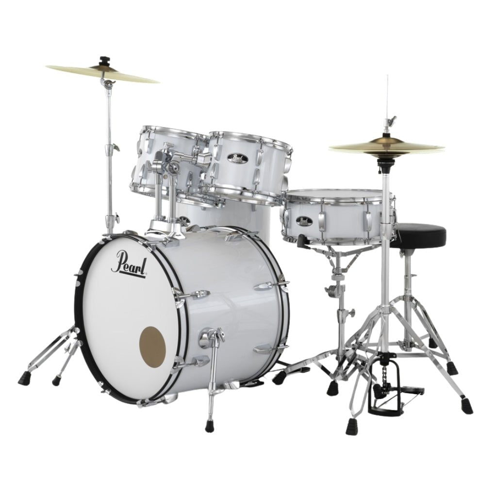 Pearl Roadshow 20" 5pc Fusion Drum Kit with Hardware and Cymbals - Pure White Acoustic Drums Sky Music