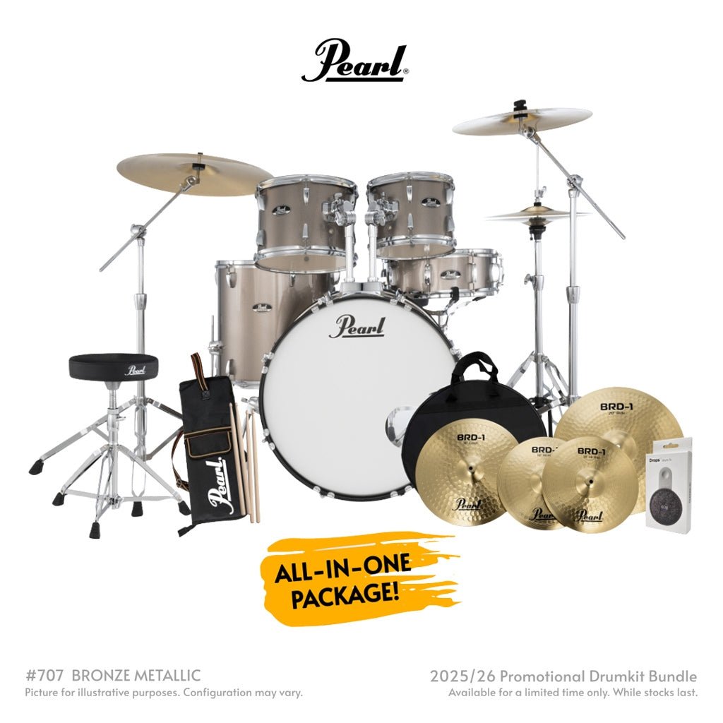 Pearl Roadshow-PLUS 5pc 22" Drum Package with Pearl Cymbals - Bronze Metallic Acoustic Drums Sky Music