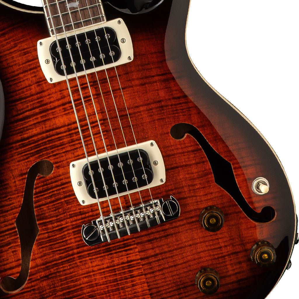 PRS SE Ed Sheeran Hollowbody I Piezo Baritone Electric Guitar - Orange Tiger Smokeburst Electric Guitars Sky Music