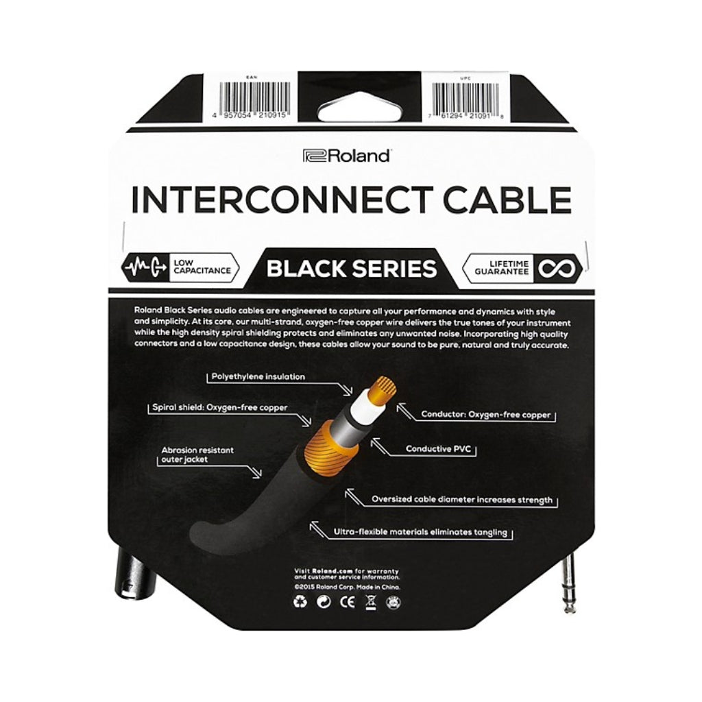 Roland - RCC-10-TRXM - Black Series Interconnect Cable 10ft