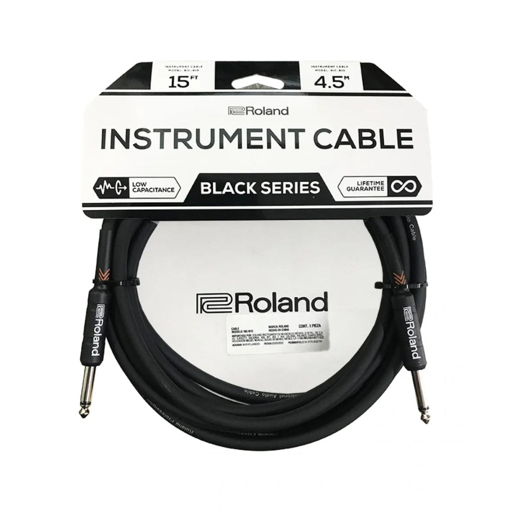 Roland RIC-B15 Straight 1/4-inch Black Series Instrument Cable 15ft Cables Sky Music