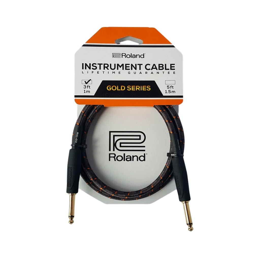 Roland RIC-G3 Straight 1/4-inch Gold Series Instrument Cable 3ft Cables Sky Music
