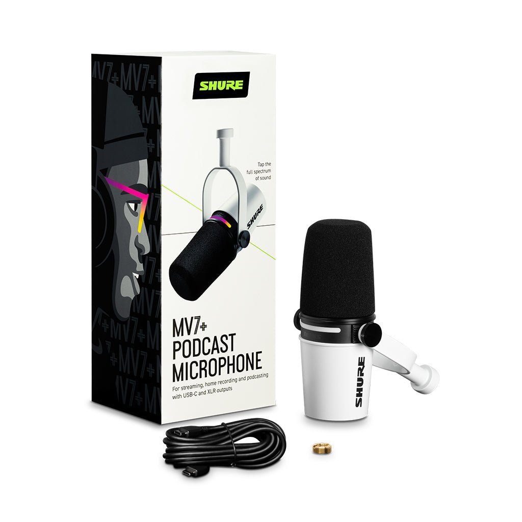 Shure Motiv MV7+ Podcast Microphone White Microphones Sky Music