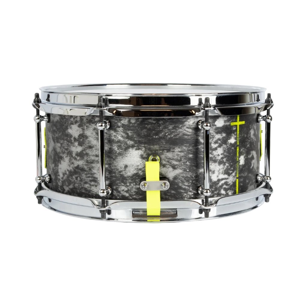 SJC Custom Drums Kevin "Pacsun" Kaine x Knocked Loose Signature "Suffocate" USA Snare Drum 6x13-inch - Distressed Aluminum Snare Drums Sky Music