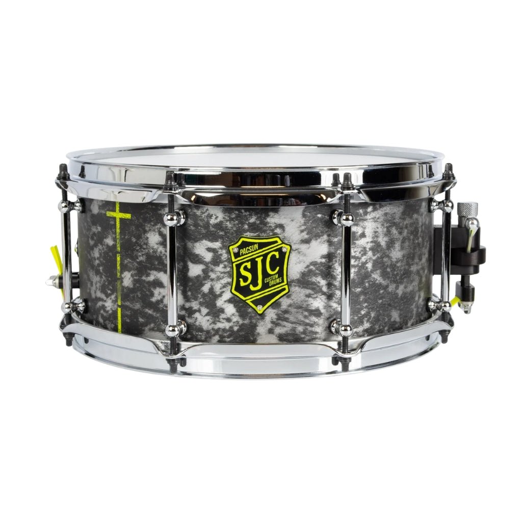 SJC Custom Drums Kevin "Pacsun" Kaine x Knocked Loose Signature "Suffocate" USA Snare Drum 6x13-inch - Distressed Aluminum Snare Drums Sky Music