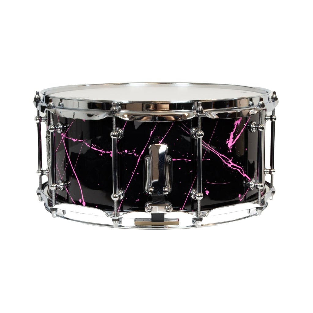 SJC Custom Drums Navigator Maple Snare Drum 6.5x14-inch - Black with Pink Splatter Snare Drums Sky Music