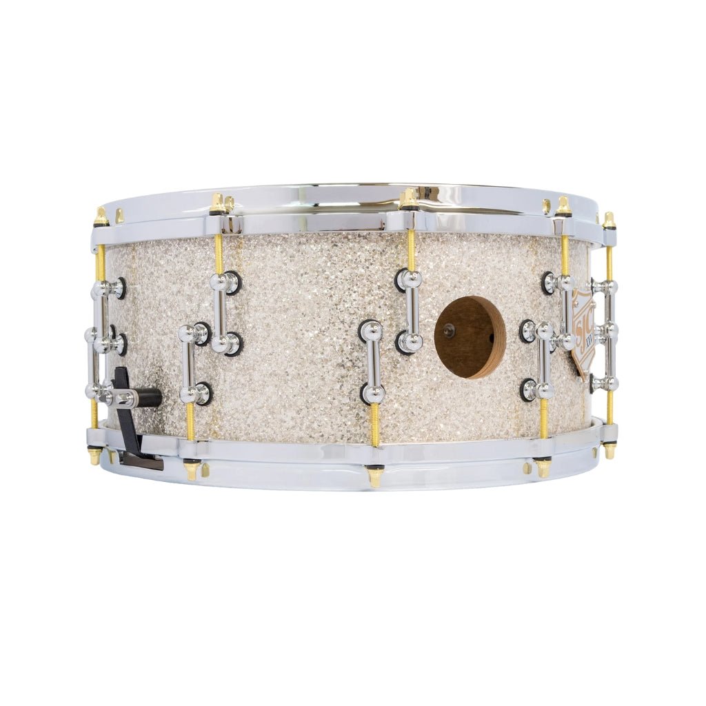 SJC Custom Drums XXV Anniversary 6.5x14-inch 25-Ply Maple Snare Drum - Silver Glass Glitter Snare Drums Sky Music