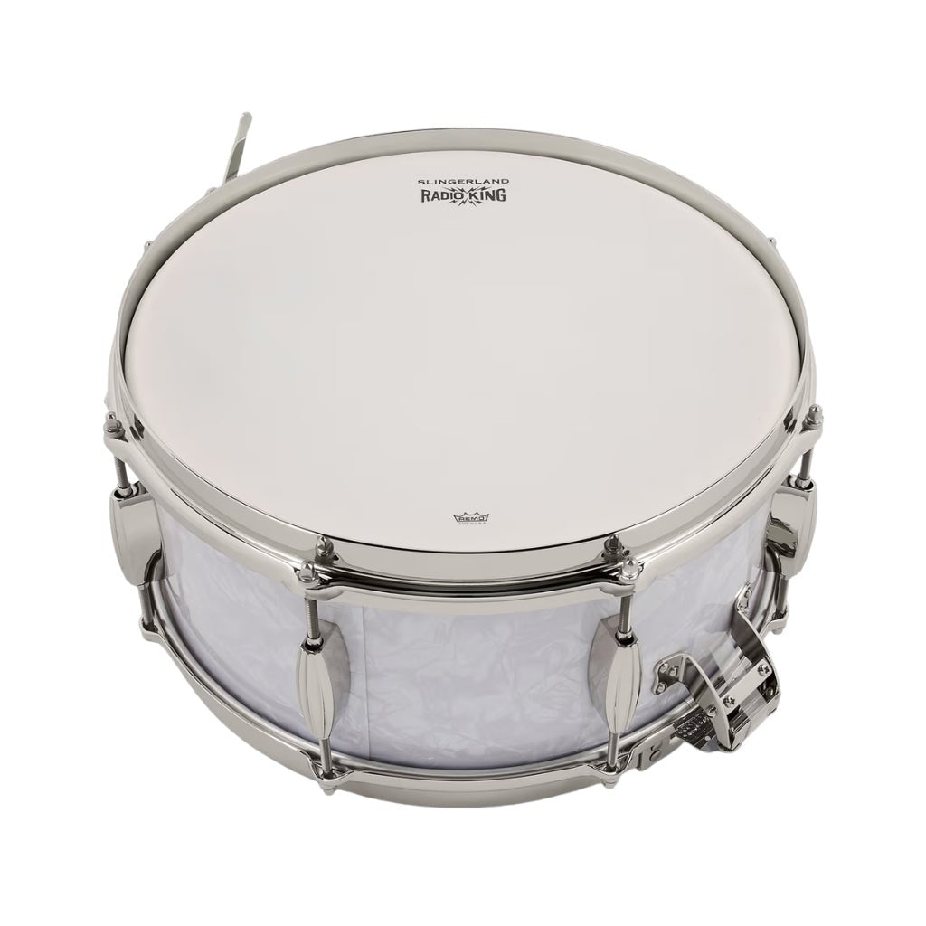 Slingerland Gene Krupa Limited Radio King 6.5"x14" Snare Drum - White Marine Pearl Snare Drums Sky Music