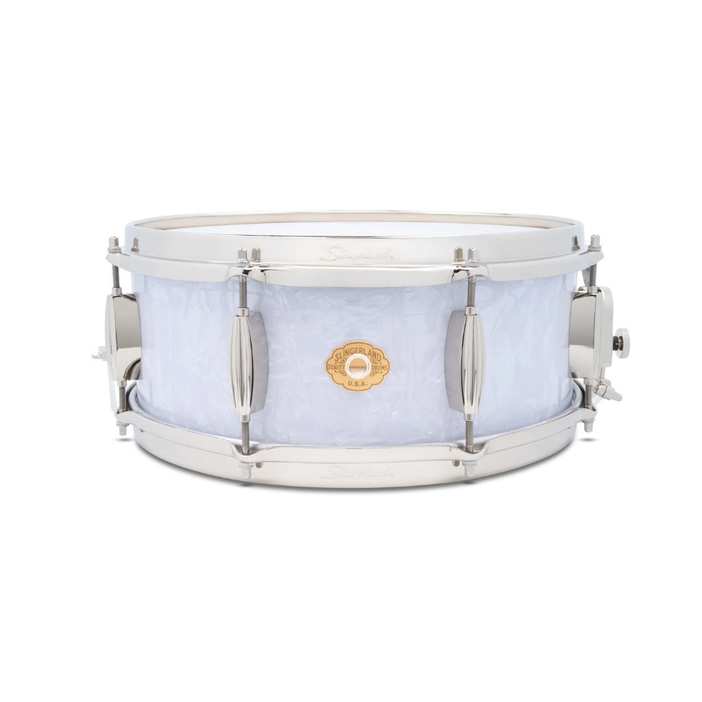 Slingerland Radio King Artist Snare Drum - 5.5 inches x 14 inches, White Marine Pearl Wrap Snare Drums Sky Music