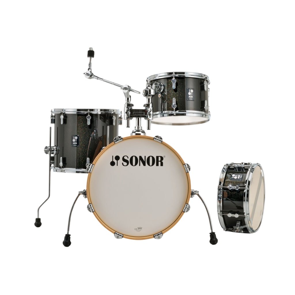 Sonor AQX Series Jazz 4-Piece Drum Set - Black Midnight Sparkle Acoustic Drums Sky Music