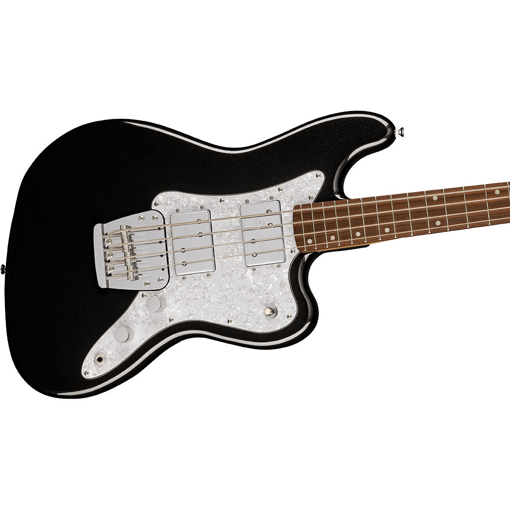 Squier Paranormal Rascal Bass HH, Laurel Fingerboard, White Pearloid Pickguard, Metallic Black