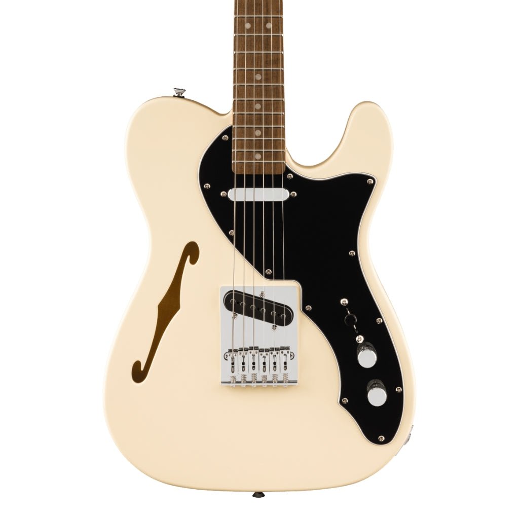 Squier Affinity Series Telecaster Thinline Laurel Fingerboard with Black Pickguard - Olympic White Electric Guitars Sky Music