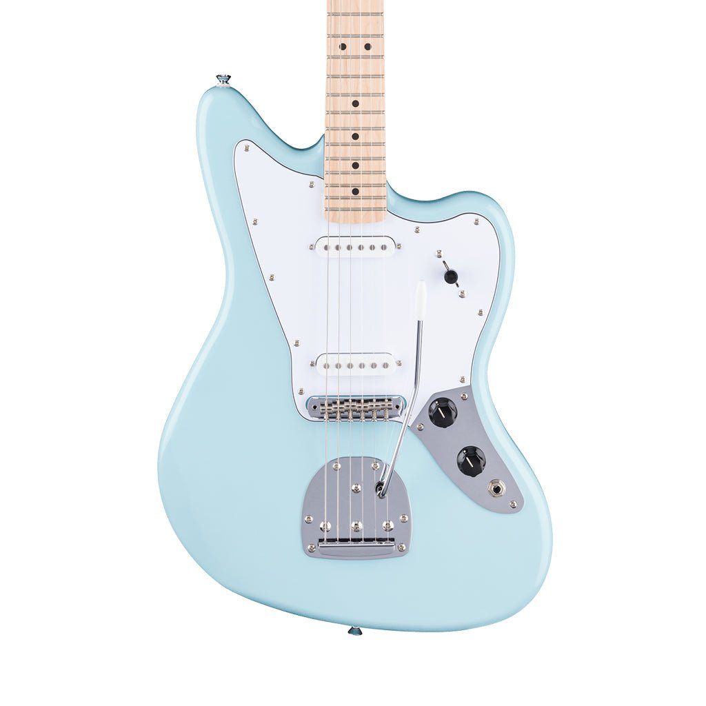 Squier FSR Affinity Limited Edition Jaguar Maple Neck w/White Pickguard - Daphne Blue Electric Guitars Sky Music