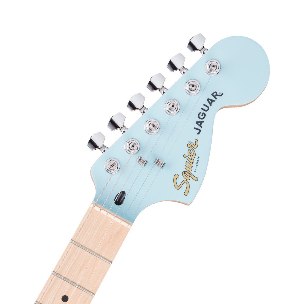 Squier FSR Affinity Limited Edition Jaguar Maple Neck w/White Pickguard - Daphne Blue Electric Guitars Sky Music