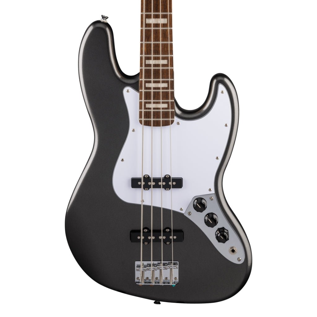 Squier FSR Affinity Series Active Jazz Bass - Charcoal Frost Metallic, Laurel Fingerboard Electric Guitars Sky Music