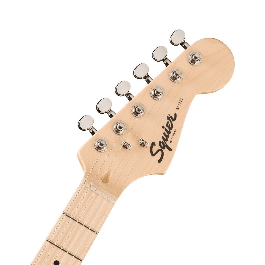 Squier FSR Mini Stratocaster Maple Fingerboard w/White Pickguard - Tahitian Coral Electric Guitars Sky Music