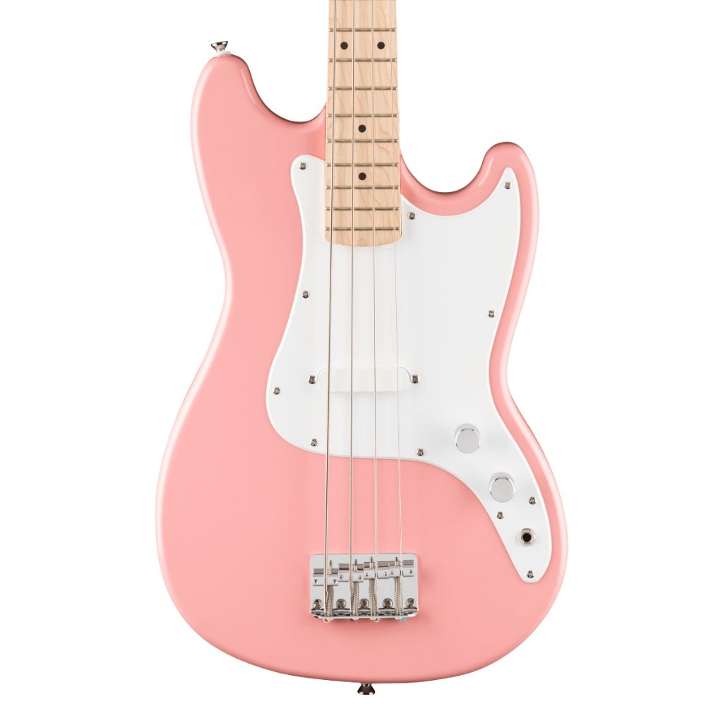 Squier FSR Sonic Bronco Bass - Shell Pink, Maple Fingerboard Bass Guitars Sky Music