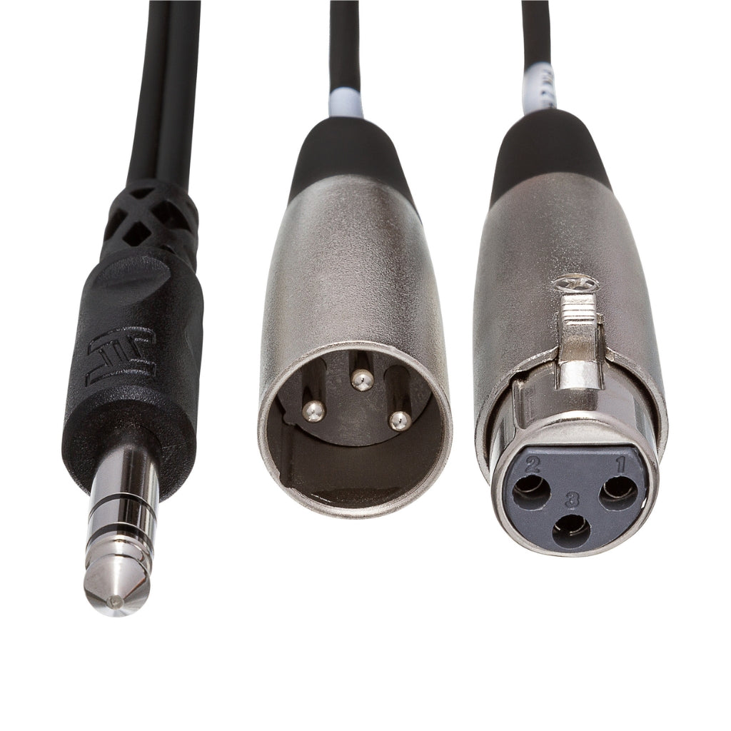 Hosa Technology 1/4 in TRS to - XLR3M and XLR3F - Insert Cable 3m