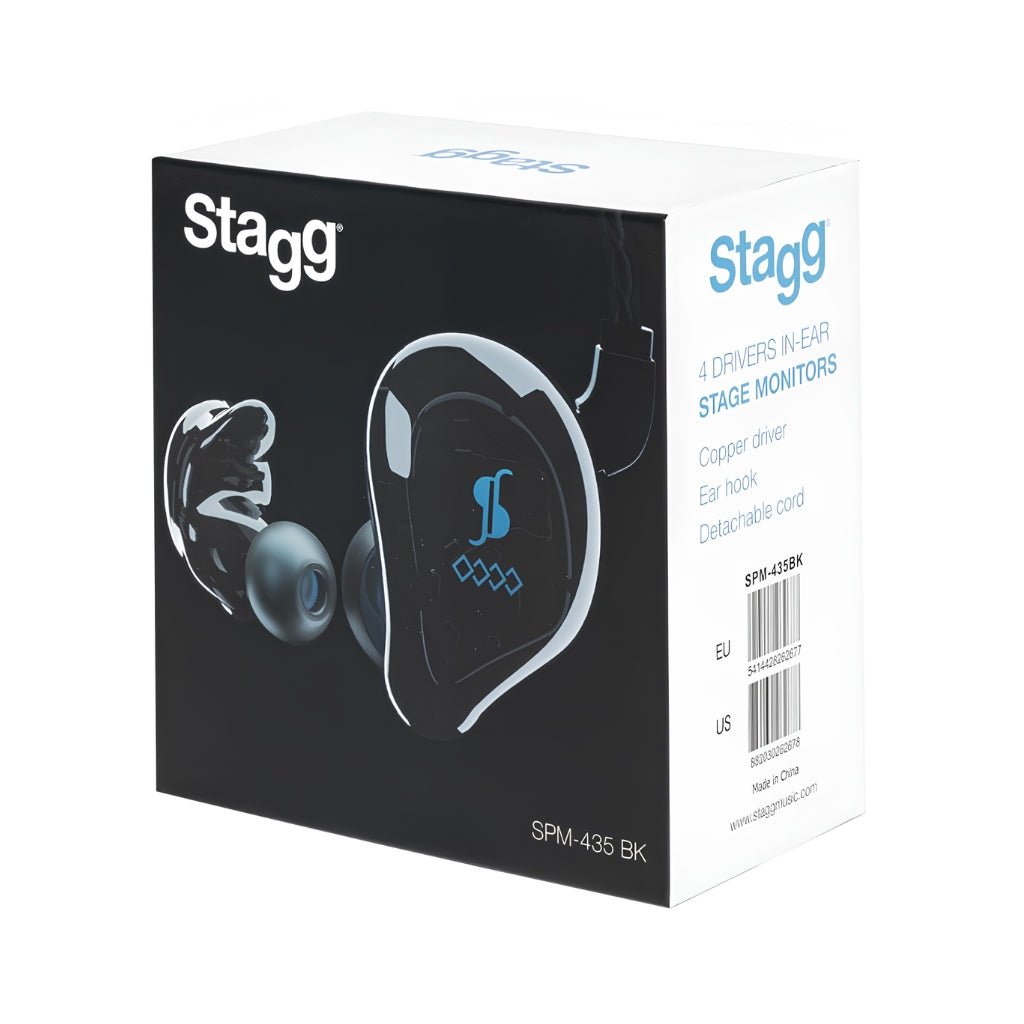 Stagg SPM-435 4 Driver High Resolution In-Ear Monitors - Black IEM Systems Sky Music