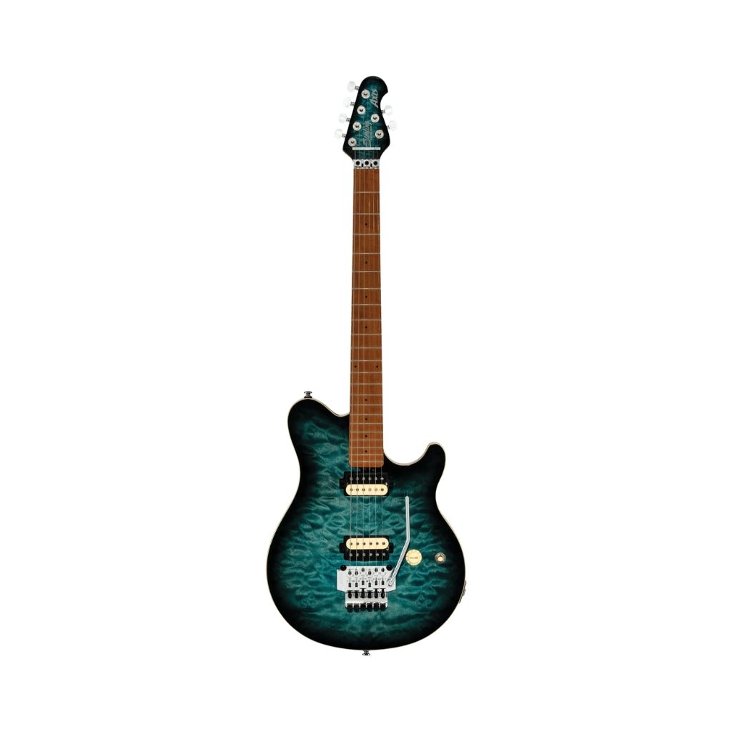 Sterling Axis Quilted Maple Top Electric Guitar - Yucatan Blue Electric Guitars Sky Music