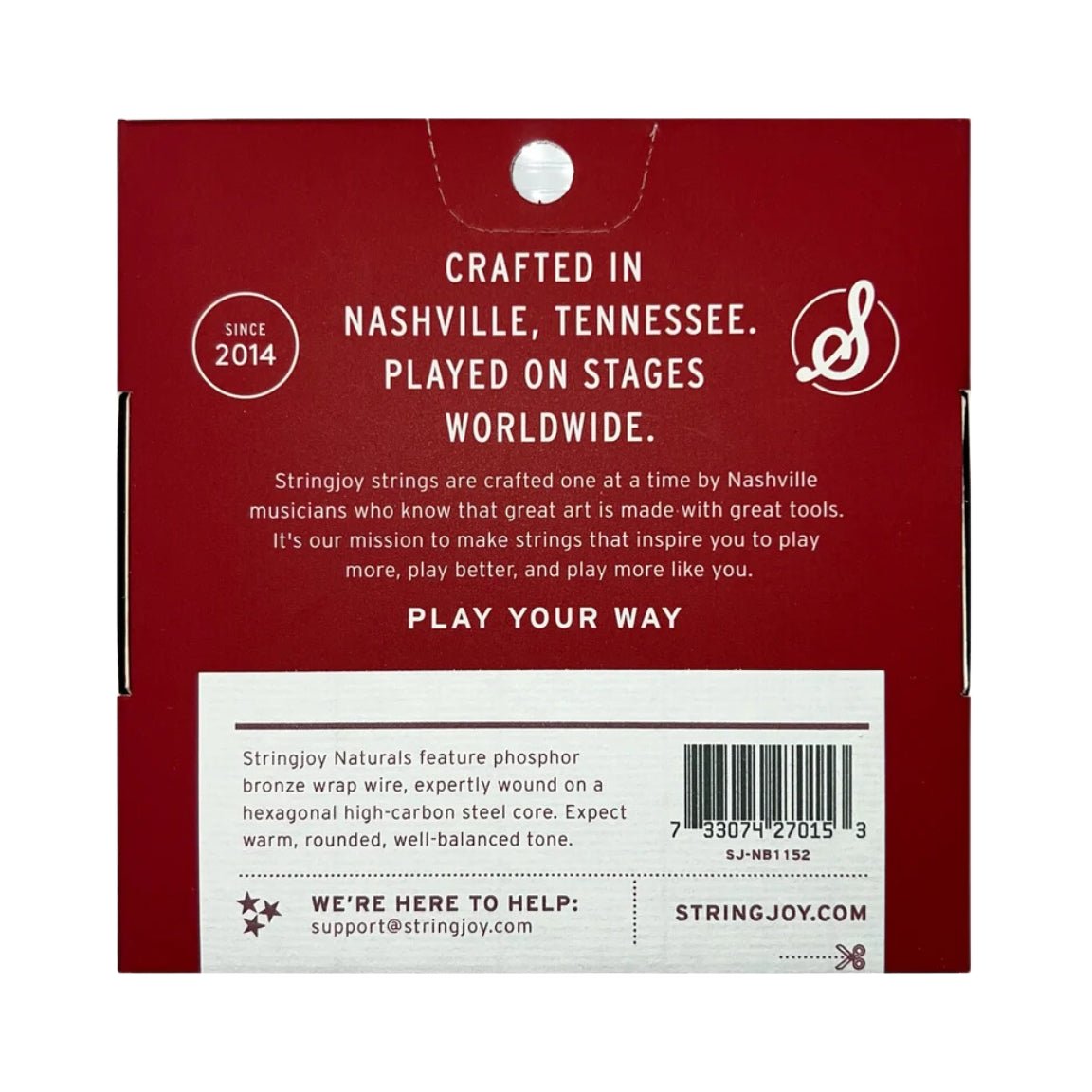Stringjoy Naturals Phosphor Bronze Acoustic Guitar Strings - Super Light Gauge (.011 - .052) Fretted Instrument Strings Sky Music