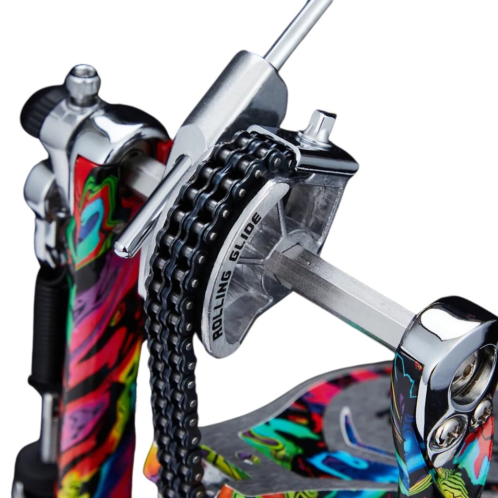 Tama HP900PM 50th Anniversary Limited Edition Iron Cobra Power Glide Single Pedal - Marble Psychedelic Rainbow Drum Hardware Sky Music
