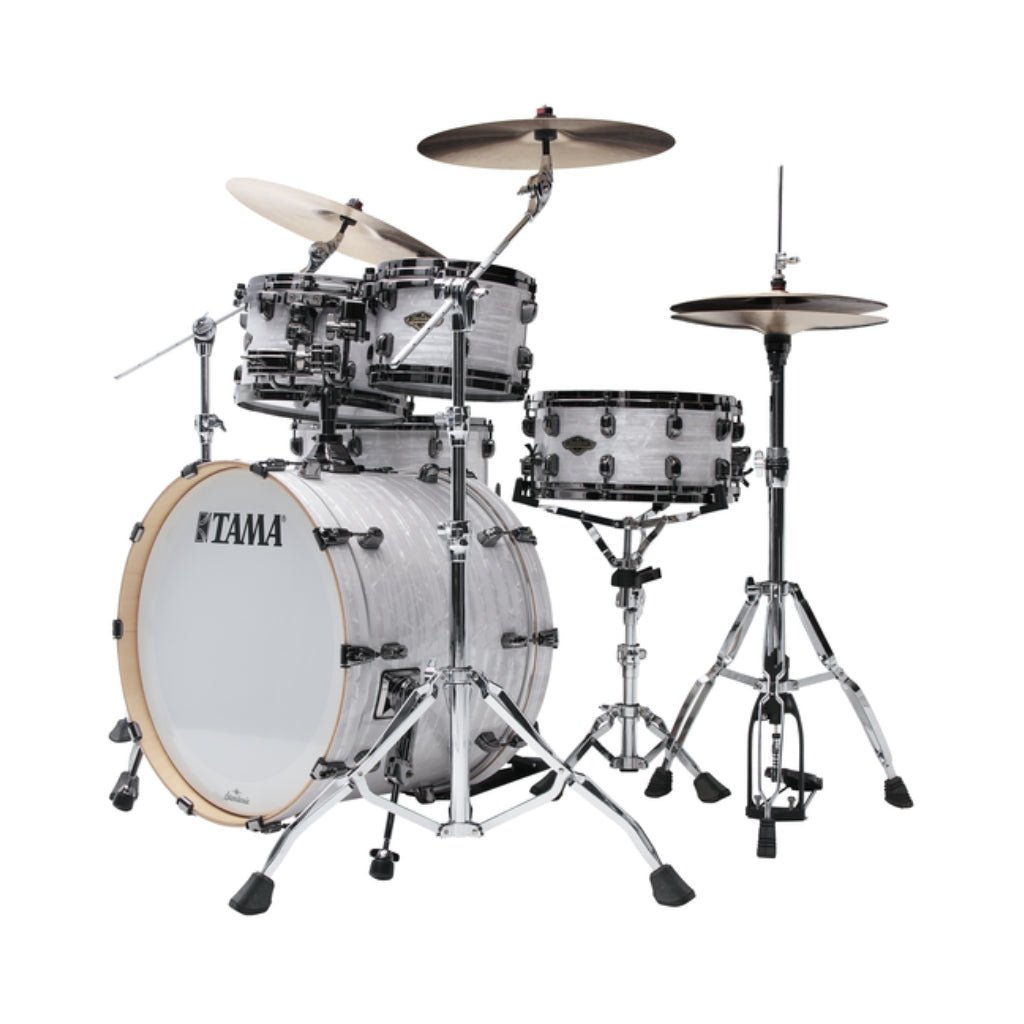 TAMA Starclassic Walnut Birch 4-Piece Shell Pack - White Pearl, Black Nickel Shell Hardware Acoustic Drums Sky Music